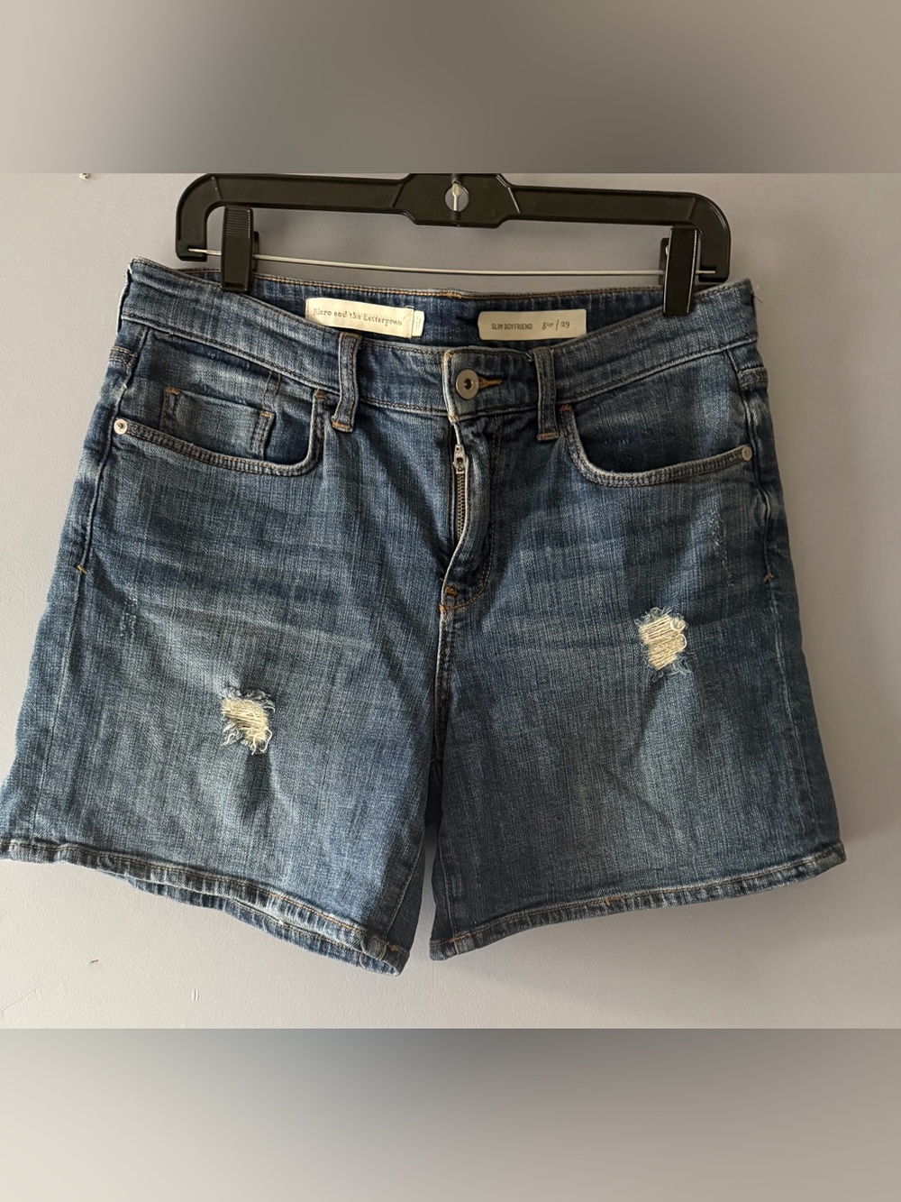 Pilcro Washed Distressed Jean Shorts - Blue